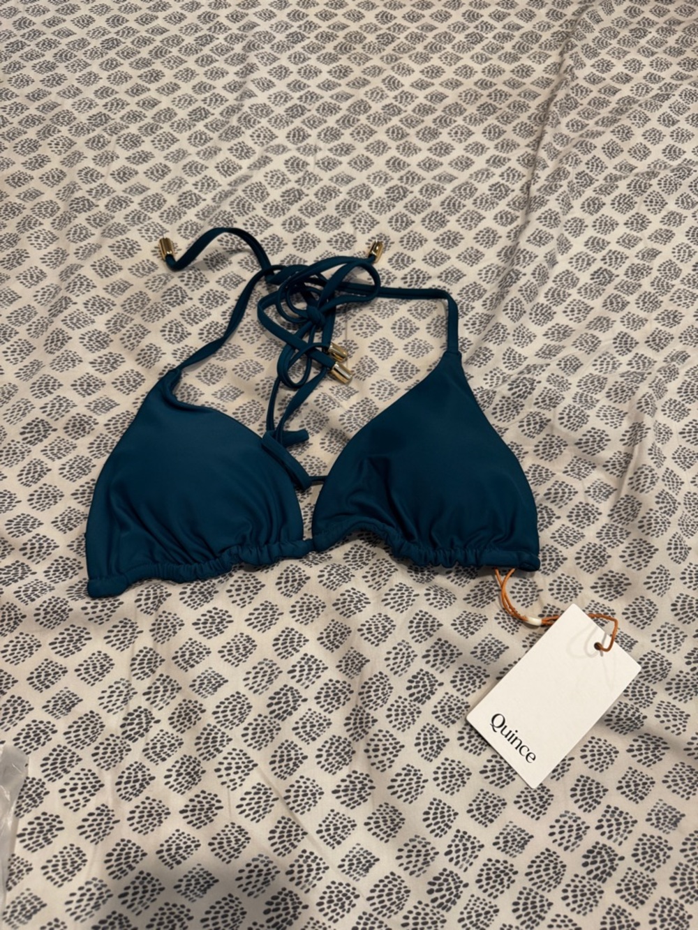 Quince Deep Teal Triangle Italian Bikini Top - Women Swim